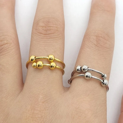 Stainless Steel rotating Bead Rings Anti Anxiety Ring Adjustable Rotary anti-stress rings For Women Men Fashion Jewelry Gift