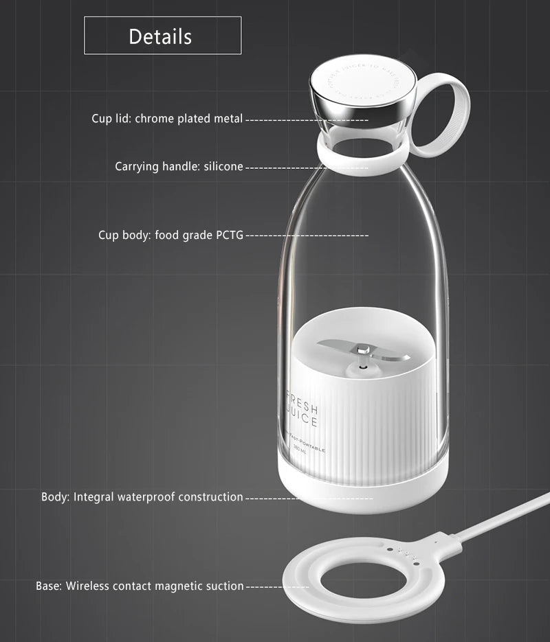 MIKO NICE Portable Mini Personal Blender – Wireless Electric Smoothie & Juice Maker, 350ml, USB Rechargeable