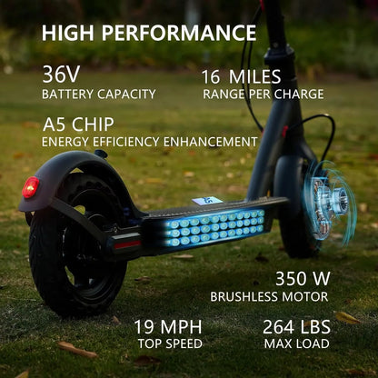 AOVOPRO G5.0 Foldable Electric Scooter – 350W Motor, 19 MPH, 16–21 Mile Range, 8.5" Tires