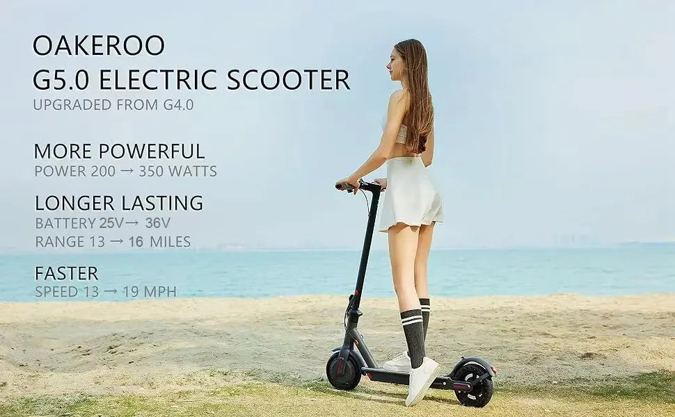 AOVOPRO G5.0 Foldable Electric Scooter – 350W Motor, 19 MPH, 16–21 Mile Range, 8.5" Tires