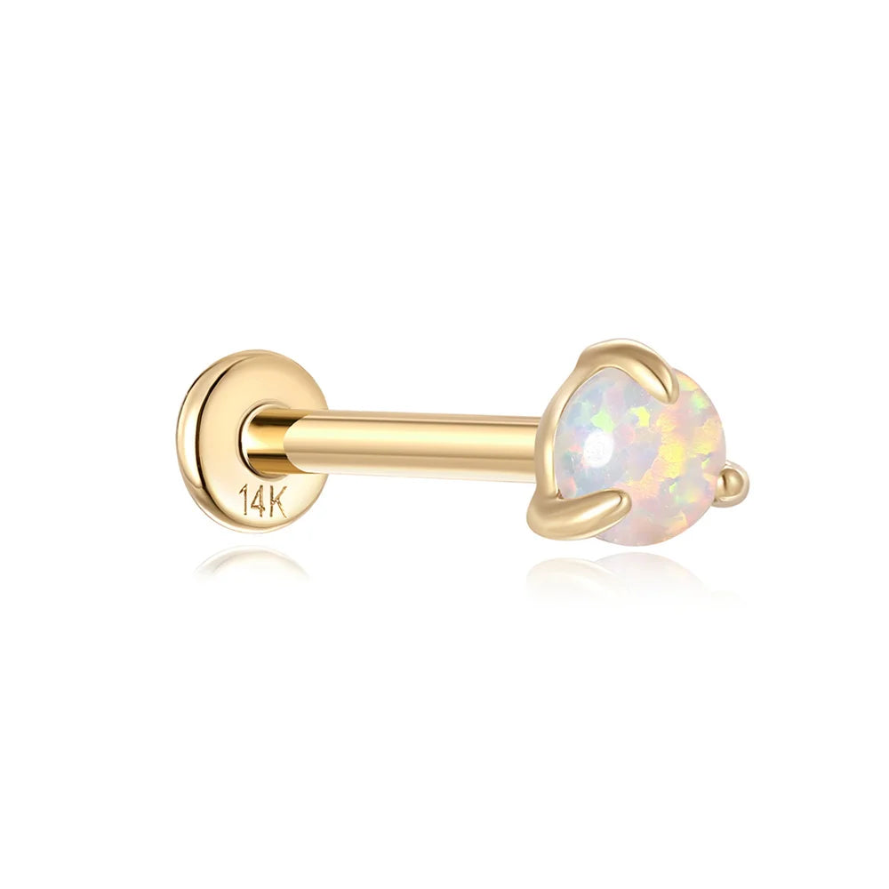 Aide Plata 100% Real 14K Solid Gold 5/6.5/8mm Length Stud Earring Simple Design Piercing Ear Bone Ear Studs DIY Vintage Jewelry