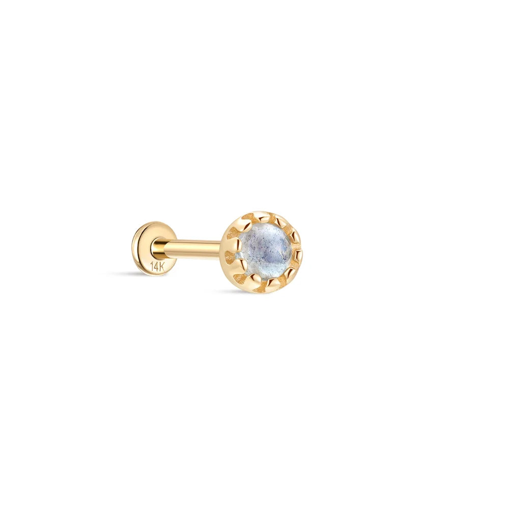 Aide Plata 100% Real 14K Solid Gold 5/6.5/8mm Length Stud Earring Simple Design Piercing Ear Bone Ear Studs DIY Vintage Jewelry