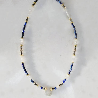 Bohemian Fashion Colorful Natural Stone Beaded Collar New Water Drop Pendant Jewelry Mother's Day Gift