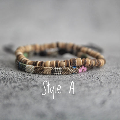 Boho Braided Bracelets, Handmade Bracelets, Boho Beaded Bracelet Gift for Him or Her, Mother's Day Gift, Father's Day Gift, 2pcs