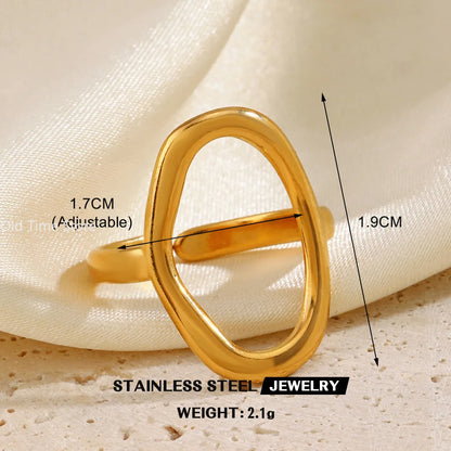 Simple Geometric Heart Ring Gold Plated 304 Stainless Steel Open Rings For Women