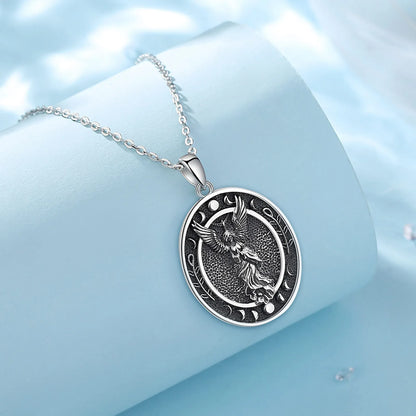 Eudora 925 Sterling Silver Lilith Goddess Sigil Necklace for Women Man Vintage Moon Phase Amulet Pendant Personality Jewelry Gif