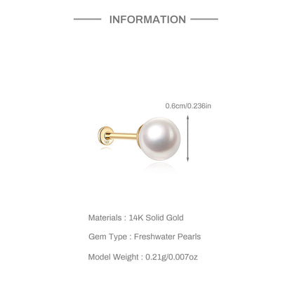 Aide Plata 100% Real 14K Solid Gold 5/6.5/8mm Length Stud Earring Simple Design Piercing Ear Bone Ear Studs DIY Vintage Jewelry