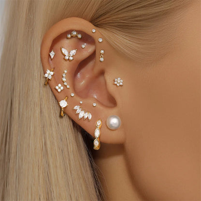 Aide Plata 100% Real 14K Solid Gold 5/6.5/8mm Length Stud Earring Simple Design Piercing Ear Bone Ear Studs DIY Vintage Jewelry