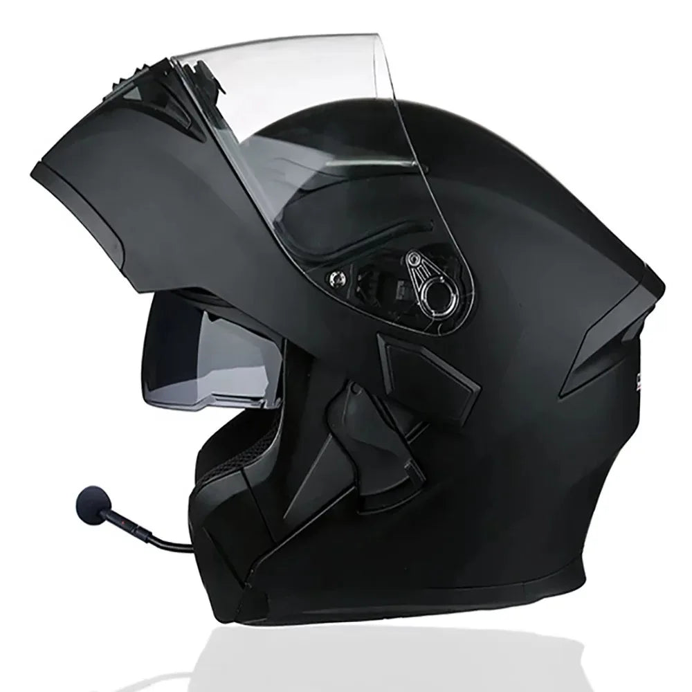 Motorcycle Helmet With Headset Modular Flip-Up Motorbike Helmets DOT(XXL)