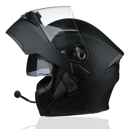 Motorcycle Helmet With Headset Modular Flip-Up Motorbike Helmets DOT(XXL)