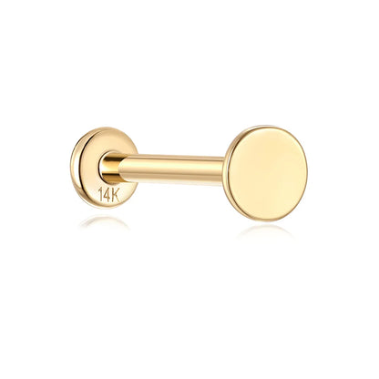 Aide Plata 100% Real 14K Solid Gold 5/6.5/8mm Length Stud Earring Simple Design Piercing Ear Bone Ear Studs DIY Vintage Jewelry