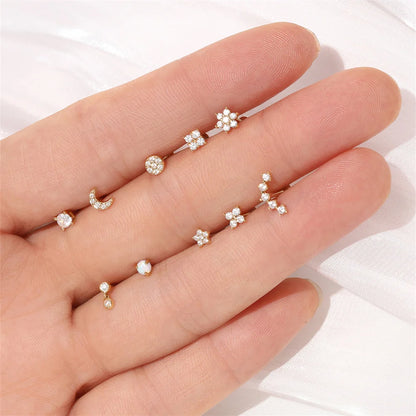 Aide Plata 100% Real 14K Solid Gold 5/6.5/8mm Length Stud Earring Simple Design Piercing Ear Bone Ear Studs DIY Vintage Jewelry