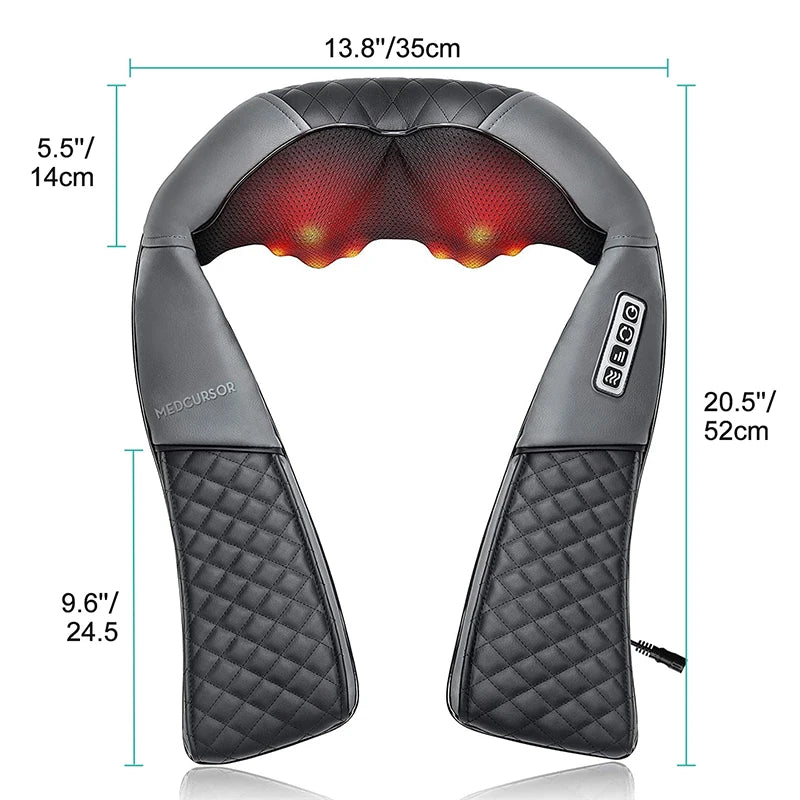 Shiatsu Neck and Shoulder Massager Heated Back Massager U Shape Deep Kneading Electric Massage Pillow For Neck Waist Leg Body