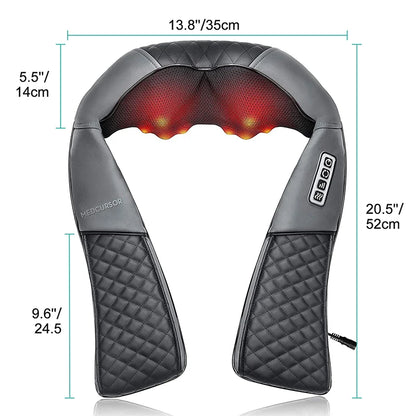 Shiatsu Neck and Shoulder Massager Heated Back Massager U Shape Deep Kneading Electric Massage Pillow For Neck Waist Leg Body