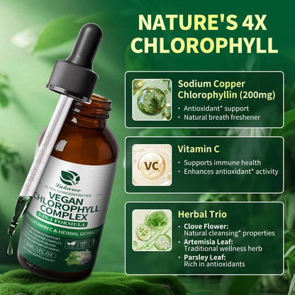 Chlorophyll Liquid Drops 30ml – Natural Internal Deodorant, Gut Health, Skin Clarity & Immune Support – Vegan, Sugar-Free