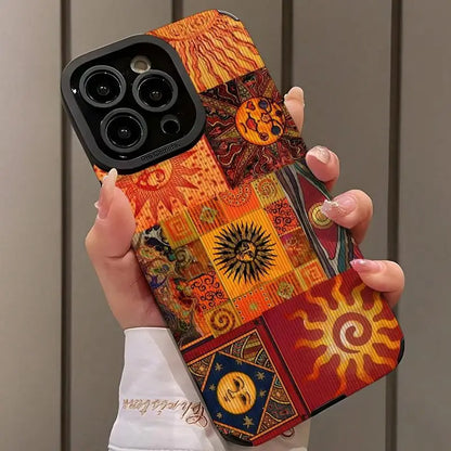Artistic Sun Pattern iPhone Case – Drop Protection, Compatible with iPhone 7 to iPhone 16 Series