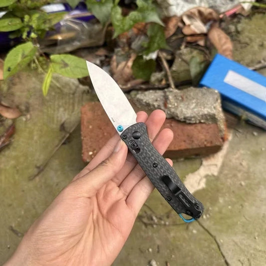 Mini Bugout 533-3 Portable Folding Knife S90V Blade Carbon Fiber Handle Self-defense Tool Small Camping Knife Men's Gift