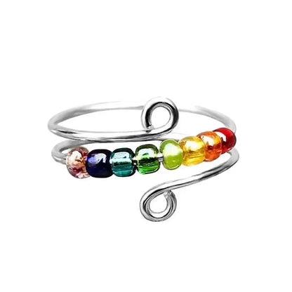 Stainless Steel rotating Bead Rings Anti Anxiety Ring Adjustable Rotary anti-stress rings For Women Men Fashion Jewelry Gift