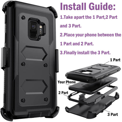 Samsung Galaxy S9 / S9+ Rugged Heavy-Duty Phone Case with Belt Clip Holster – 7 Colors