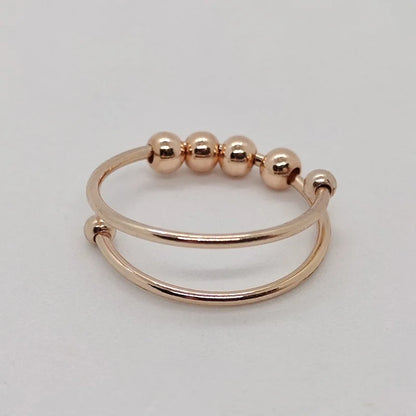 Stainless Steel rotating Bead Rings Anti Anxiety Ring Adjustable Rotary anti-stress rings For Women Men Fashion Jewelry Gift