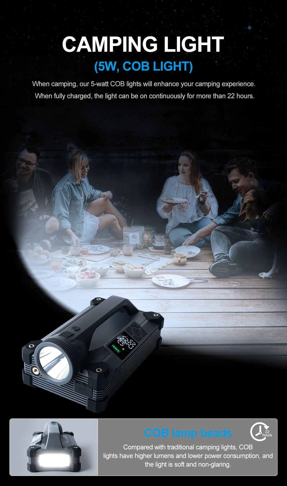Camason portable Air pump compressor car electric bicycle tyre inflator with Car Jump Starter Camping lamp Flashlight Power Bank