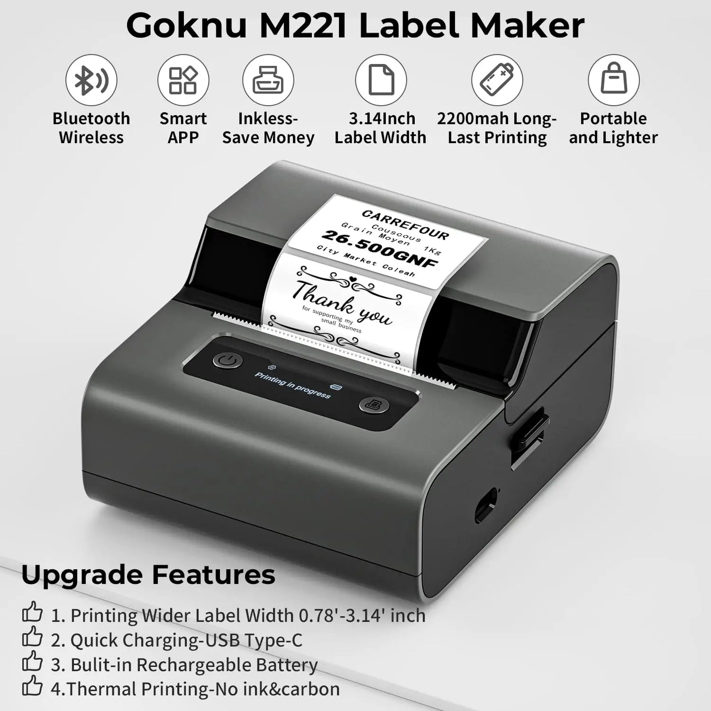 Phomemo Label and Upgrade Portable Label Maker M221 Barcode Label Printer Bluetooth Thermal Inkless Label Maker Support Phone&PC