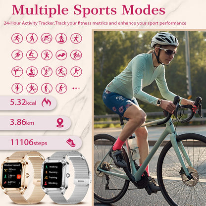 Women Smart Watch (Answer/Make Call) for iPhone/Android, Fitness Tracker/100+Sports Modes/200+Watch Faces/1.59" Screen, Ideal Gift