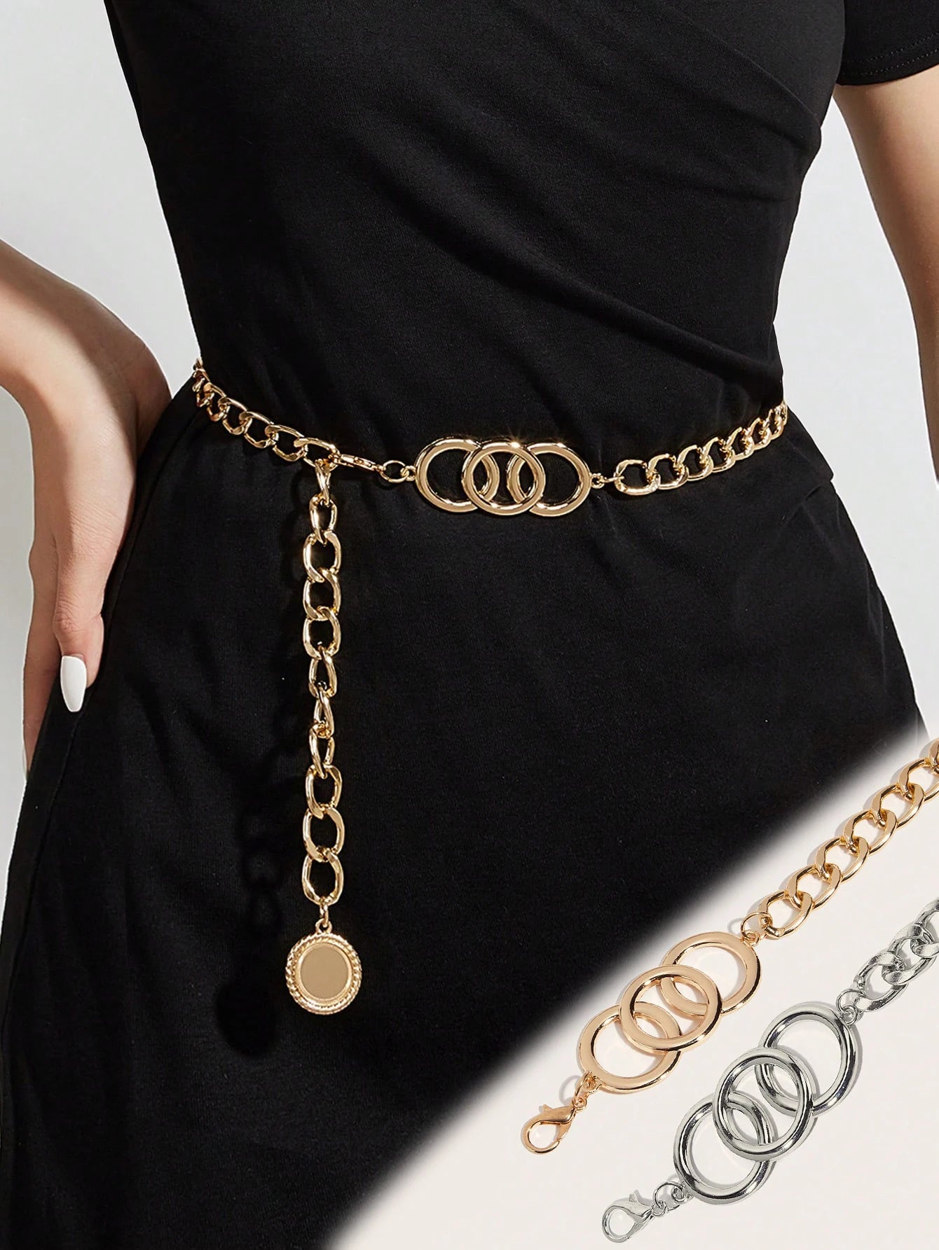 Hershine 1-Piece Women's Fashionable Hollow-Out Circle Waist Chain, Elegant and Sexy Accessory for Party Dresses, Spring, Summer