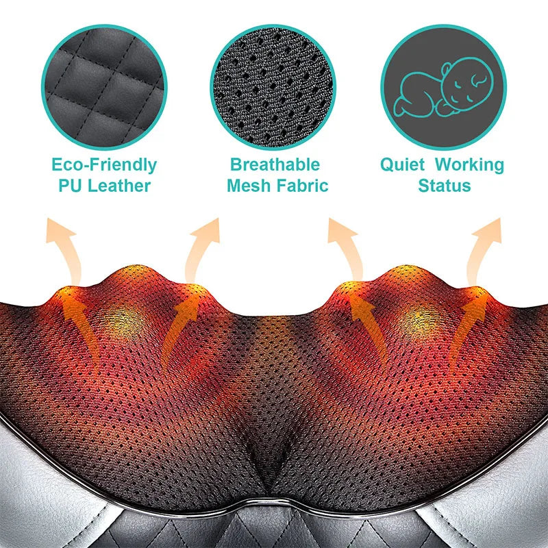 Shiatsu Neck and Shoulder Massager Heated Back Massager U Shape Deep Kneading Electric Massage Pillow For Neck Waist Leg Body