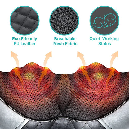 Shiatsu Neck and Shoulder Massager Heated Back Massager U Shape Deep Kneading Electric Massage Pillow For Neck Waist Leg Body