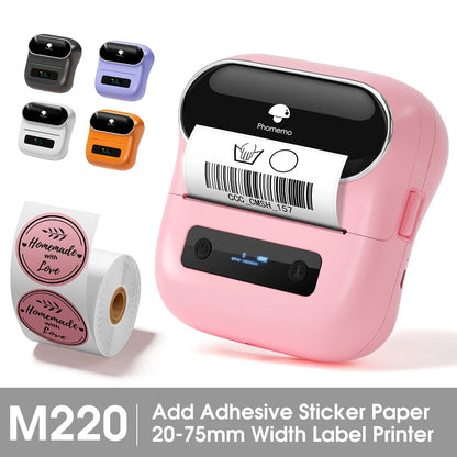 Phomemo Label Printer M220 Label Maker Mini Barcode Label Printer Wireless Portable Sticker Label Maker Machine for Address