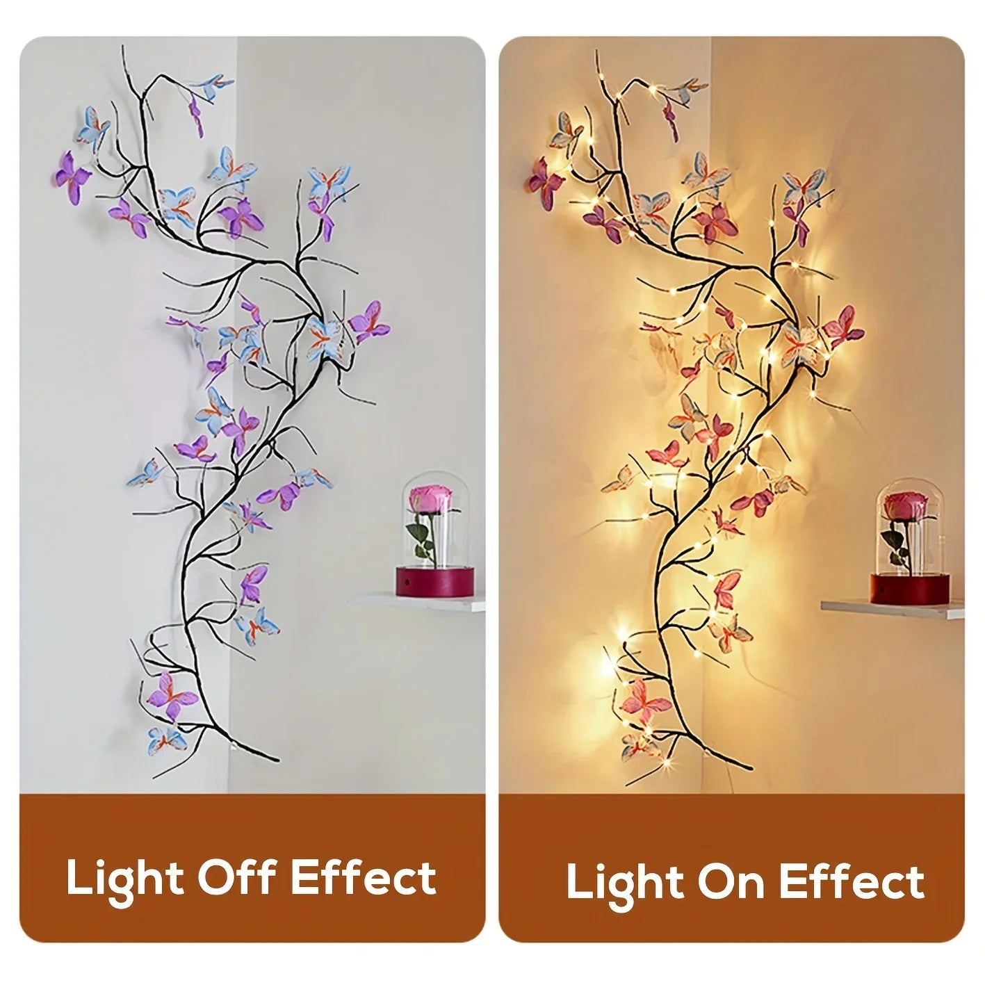 LED Willow Vine And Butterfly Fairy Lights, 8 Modes, Powered by USB for Bedroom Decoration, Mother'S Day, Valentine'S Gifts