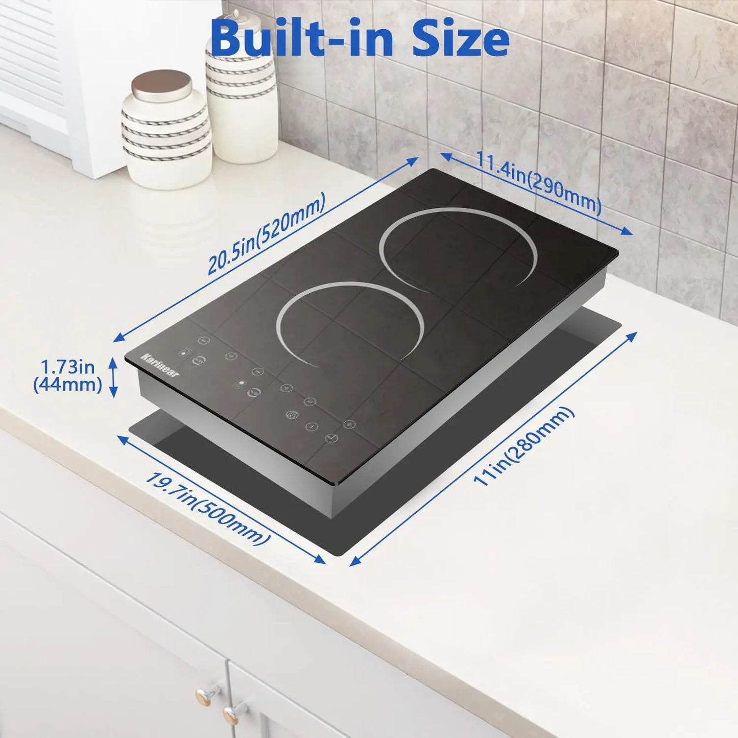 Karinear 110V 2-Burner Electric Cooktop | 12" Plug-In Ceramic Countertop | Origin Zero