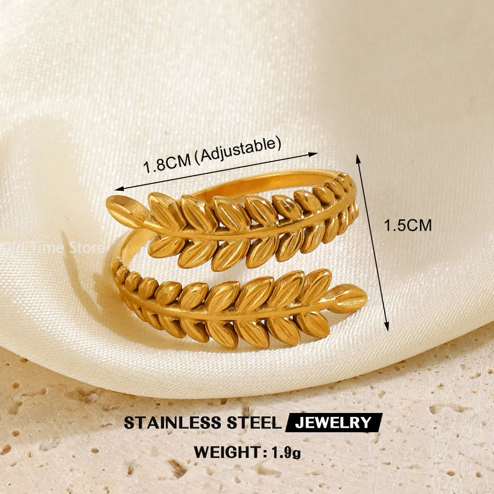 Simple Geometric Heart Ring Gold Plated 304 Stainless Steel Open Rings For Women