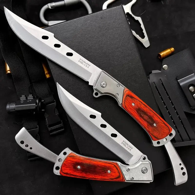 HOLYBLADE Tactical Folding Knife | Red Sandalwood Handle | 12.7" EDC Pocket Knife | Origin Zero