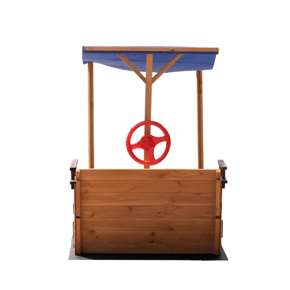 Outsunny Pirate Ship Sandbox | Wooden Outdoor Toy for Kids Ages 3-8