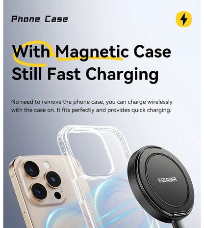 Essager 15W Magnetic Wireless Charger & Stand | MagSafe iPhone 16-12 | Origin Zero