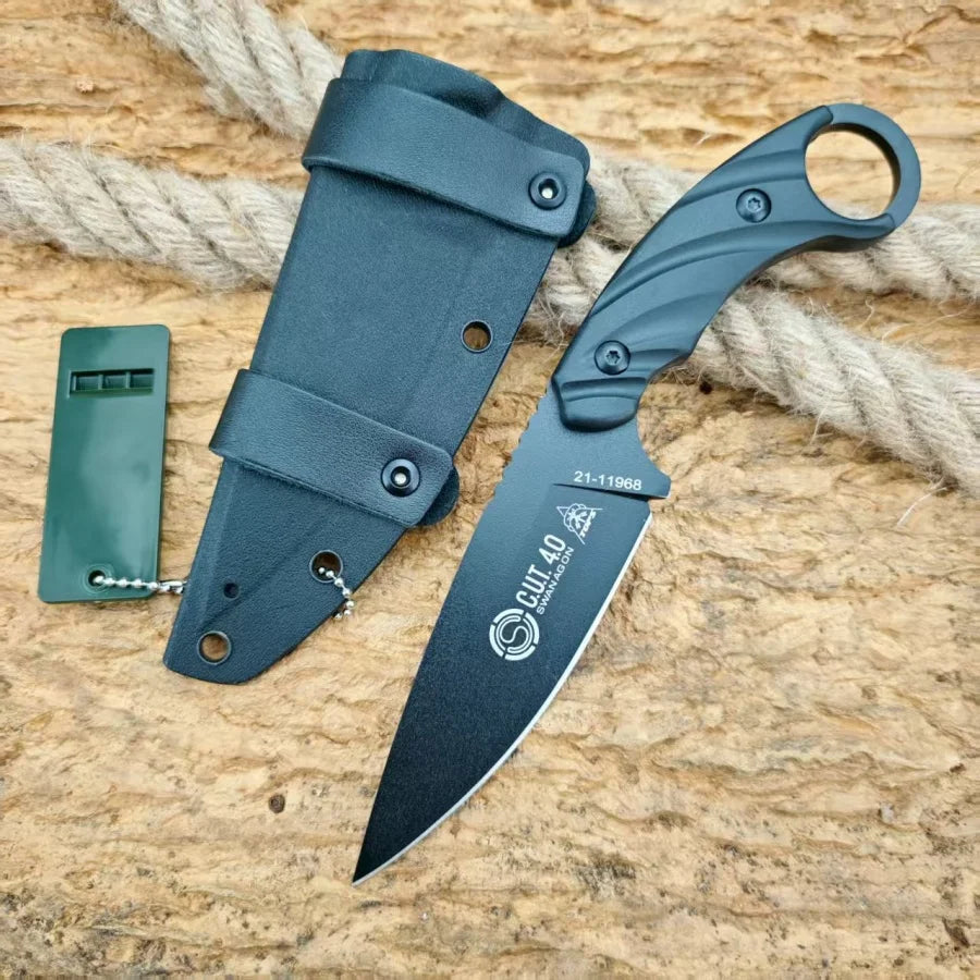 CUT Fixed Blade Knife 8Cr13Mov Blade Nylon Fiber Handle Suitable for Outdoor Camping Hiking Daily Emergency Carrying Men's Gifts