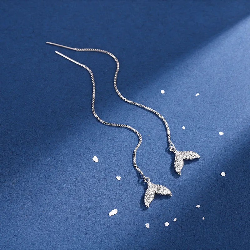 New Creative Long Chain Tassel Cube Dangle Earrings For Women Girls