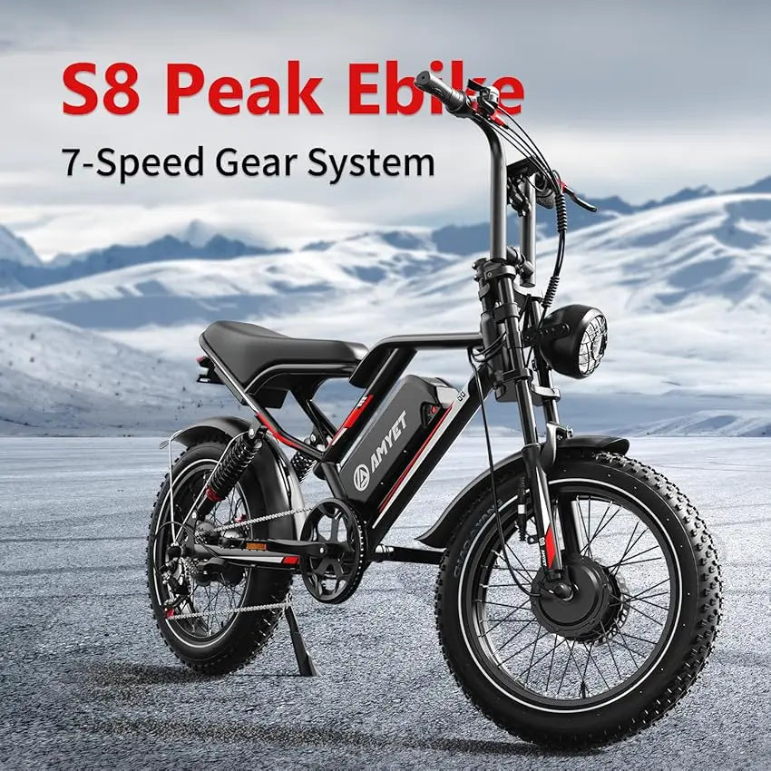 AMYET S8 2000W Dual Motor Electric Bike | 75+ Mile Range, Fat Tire Ebike | Origin Zero