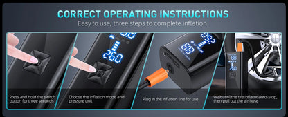 Portable Tire Inflator Air Compressor | 150PSI, 25000mAh, LED Light | Origin Zero