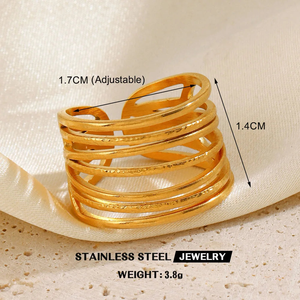 Simple Geometric Heart Ring Gold Plated 304 Stainless Steel Open Rings For Women
