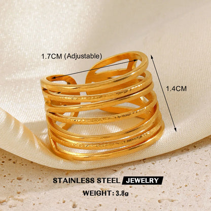Simple Geometric Heart Ring Gold Plated 304 Stainless Steel Open Rings For Women