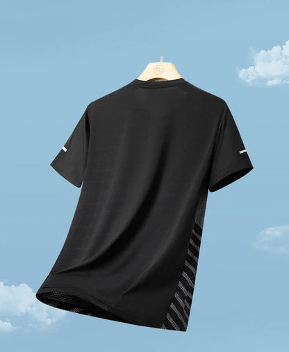 Men’s Ice Silk Running T-Shirt – Quick-Dry, Breathable Mesh, Moisture-Wicking Sports Tee with Reflective Print – Plus Size M–5XL