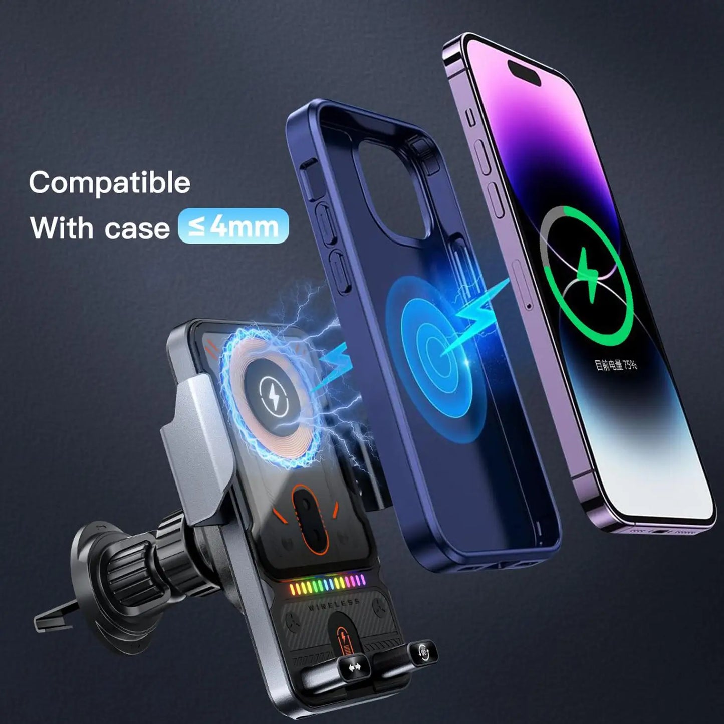 Wireless Phone Charger for Car 15W Fast Charging Air Vent Phone Holders
