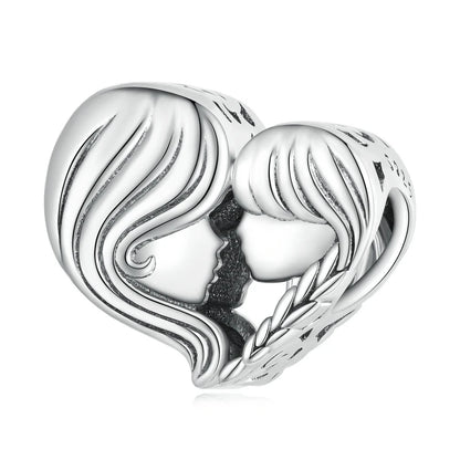 Sterling Silver Enamel Flying Dragon Star Pendant Heart Love Supermom Charm Fit DIY Bracelet Gift for Mother's Day