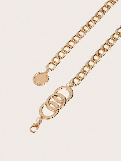 Hershine 1-Piece Women's Fashionable Hollow-Out Circle Waist Chain, Elegant and Sexy Accessory for Party Dresses, Spring, Summer