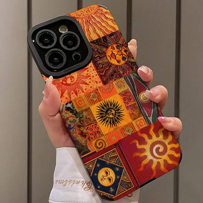 Artistic Sun Pattern iPhone Case – Drop Protection, Compatible with iPhone 7 to iPhone 16 Series