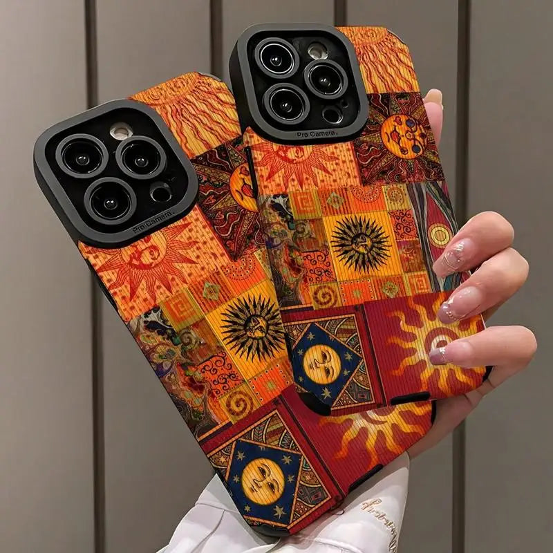 Artistic Sun Pattern iPhone Case – Drop Protection, Compatible with iPhone 7 to iPhone 16 Series