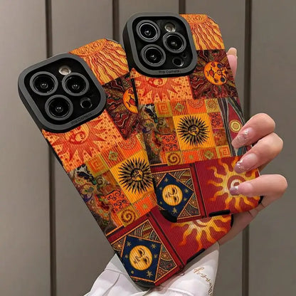 Artistic Sun Pattern iPhone Case – Drop Protection, Compatible with iPhone 7 to iPhone 16 Series
